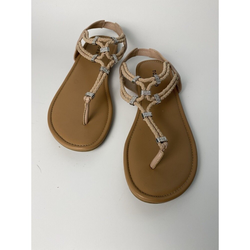 Torrid Gladiator Sandals Beige Sz 10 W Studs, Elastic Ankle Strap